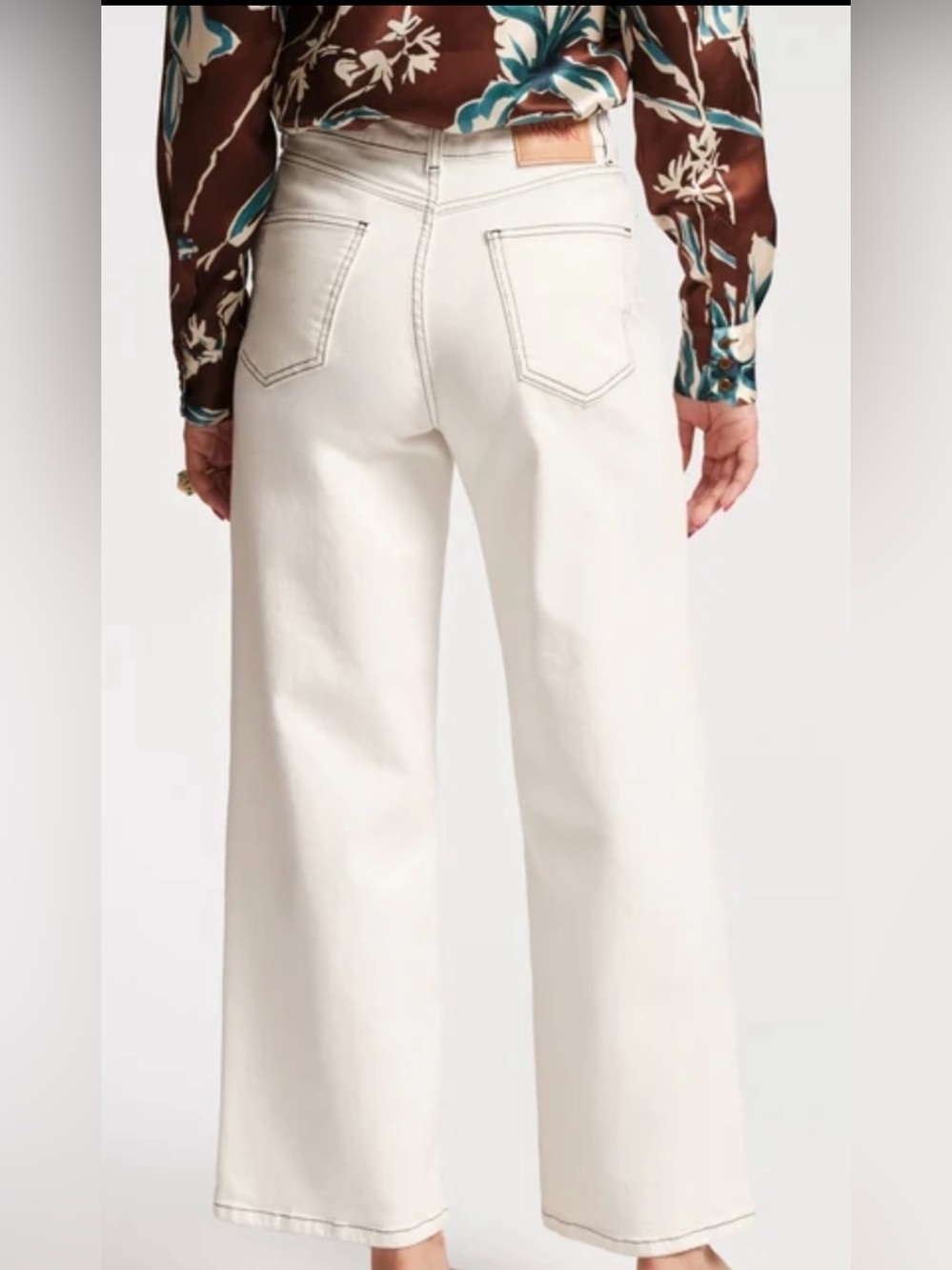 Frances Valentine Ace Wide-Leg High-Rise Women’s Jeans - Cream Size 12 - Picture 2 of 16